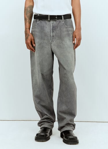 Printed Denim Leather Pants Bottega Veneta Printed Denim Leather Pants Grey bov0157002