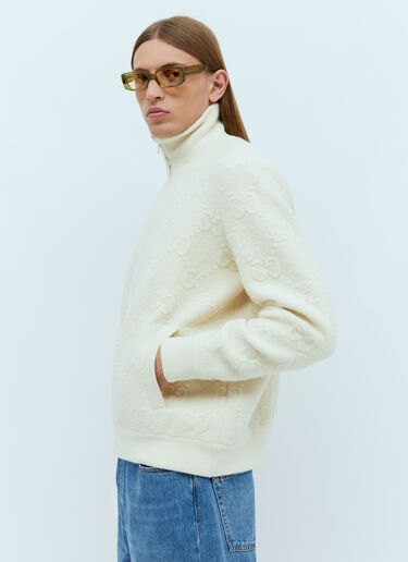 Gucci GG Felted Wool Knit Jacket Cream guc0155029