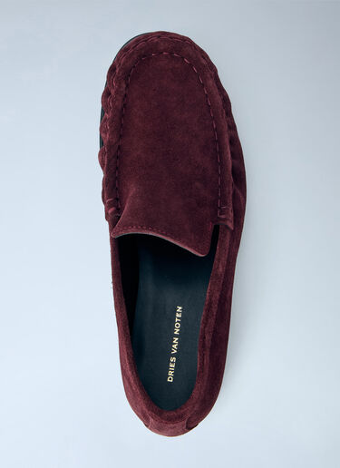LN-CC® - Dries Van Noten: Suede Finish Loafers - Burgundy Dries Van Noten Suede Finish Loafers Burgundy dvn0265030