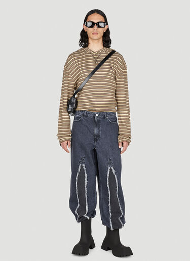 Acne Studios 스트라이프 후드 스웨트셔츠 브라운 acn0151024