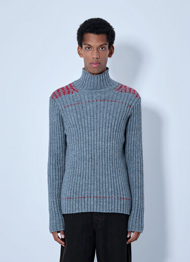 LN-CC® - Dries Van Noten: Ribbed Turtleneck Sweater - Grey Dries Van Noten Ribbed Turtleneck Sweater Grey dvn0165024