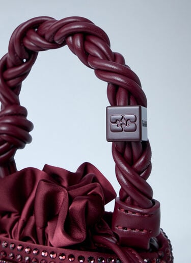 GANNI Mini Bou Bucket Handbag Burgundy gan0263037