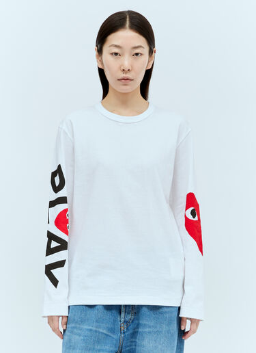 Comme Des Garçons PLAY Sleeve Logo Print T-Shirt White cpl0356007