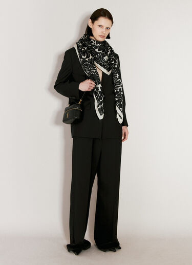 Saint Laurent 리브 프린트 스카프 블랙 sla0255077