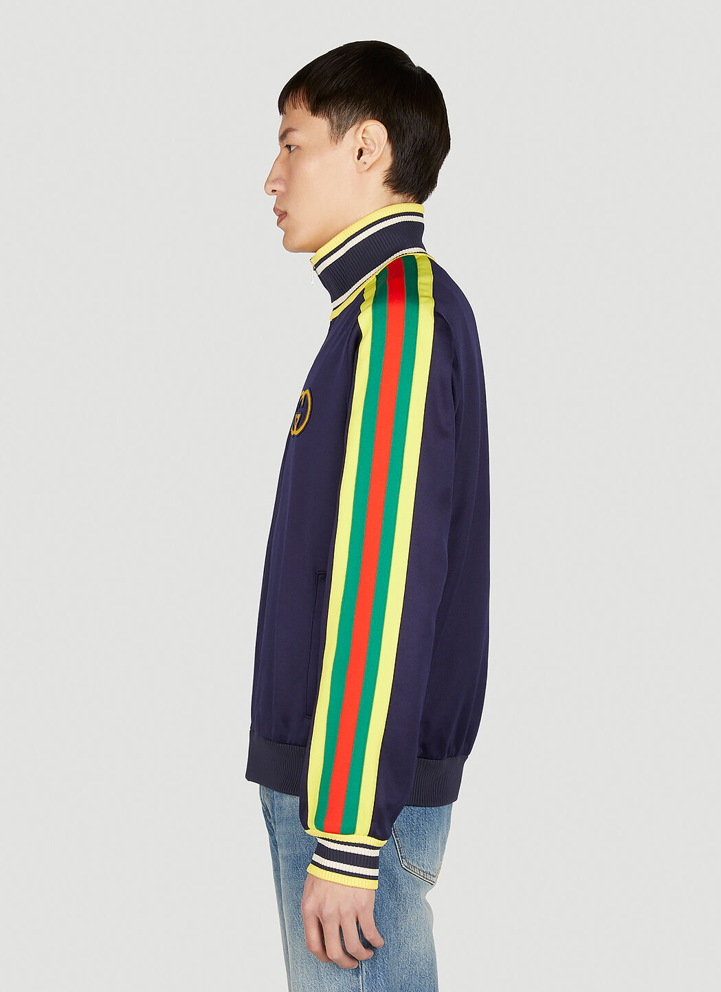Gucci Embroidered Logo Track Jacket in Navy LN CC