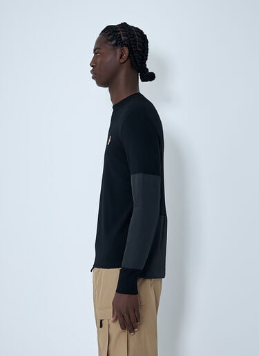 Crewneck Sweater with Nylon Sleeve Patches Moncler Grenoble Crewneck Sweater with Nylon Sleeve Patches Black mog0162010
