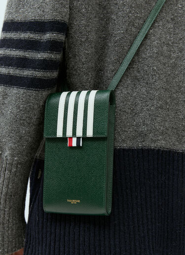 Thom Browne Four-Bar Crossbody Phone Holder Green thb0154008