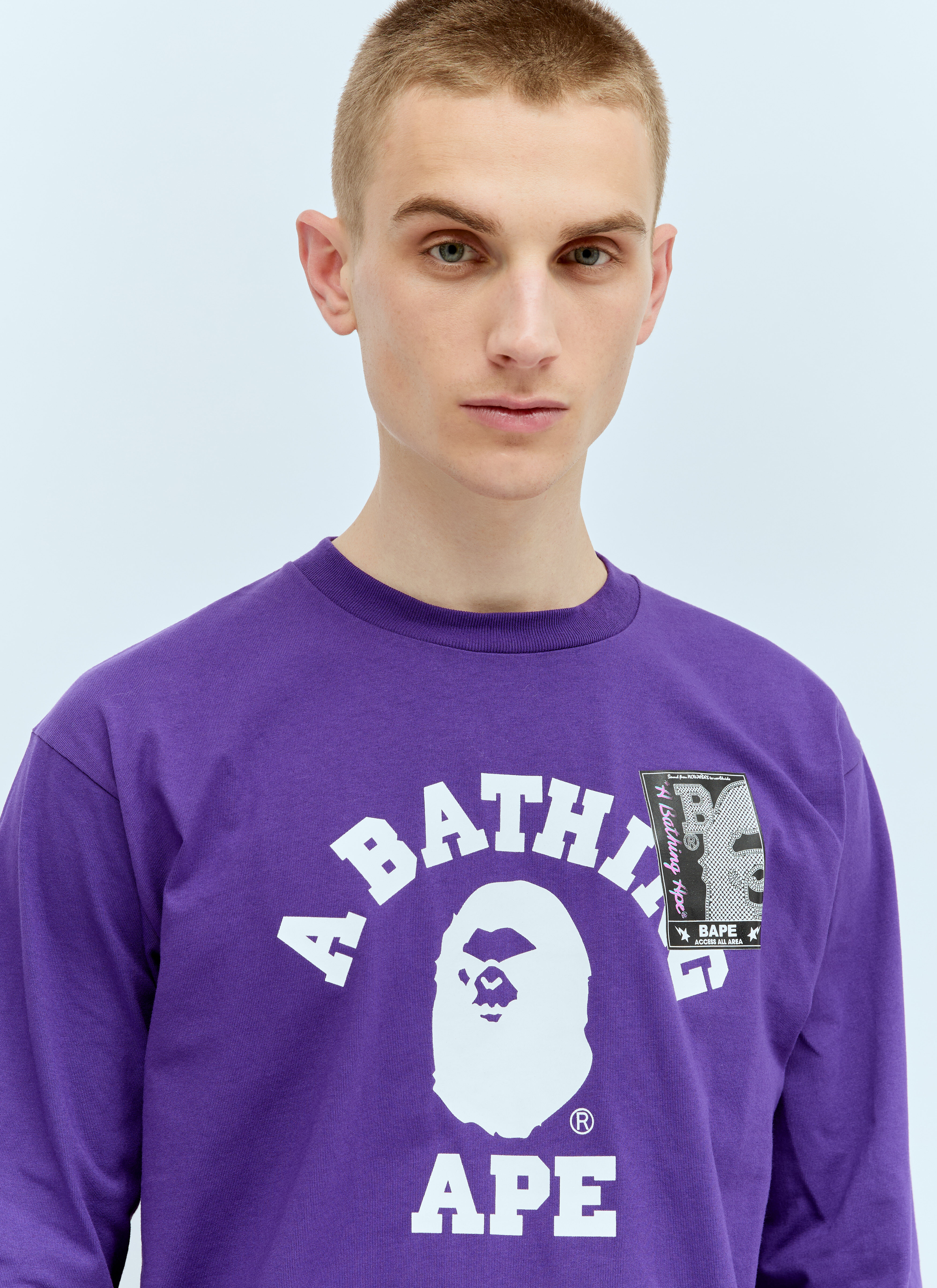 A BATHING APE Men s Mad Face College Sweatshirt in Purple LN CC