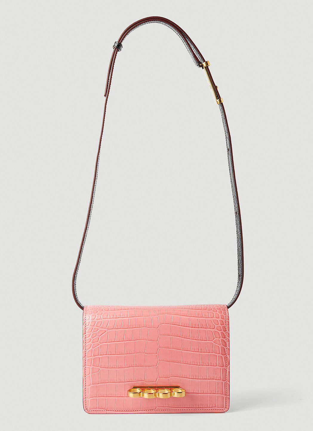Alexander McQueen Women s Four Ring Satchel Crossbody Bag in Pink