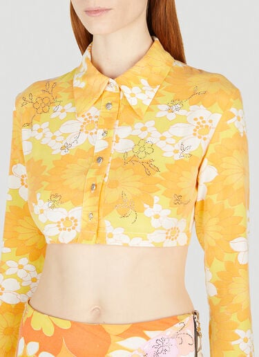Rave Review Sommar Flower Cropped Shirt Yellow rav0252006