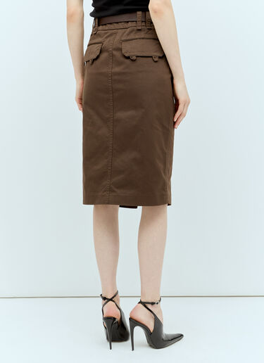 Saint Laurent Twill Pencil Skirt Brown sla0256033