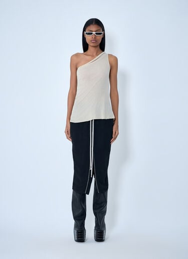 Rick Owens Asymmetric Draped T-Shirt Beige ric0263012
