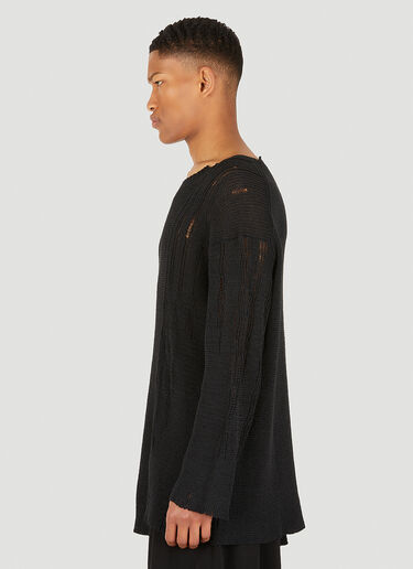 Yohji Yamamoto Distressed Long Sleeve Sweater Black yoy0148006