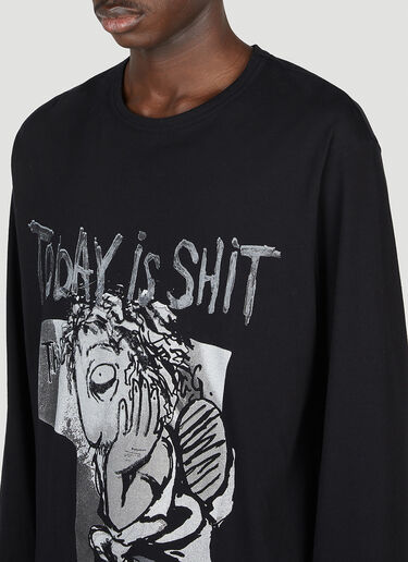Graphic Print Long Sleeve T-Shirt Yohji Yamamoto Graphic Print Long Sleeve T-Shirt Black yoy0152014