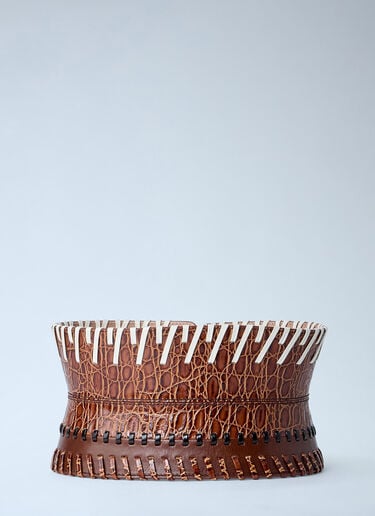 Embossed Leather Corset Belt Dries Van Noten Embossed Leather Corset Belt Beige dvn0262037