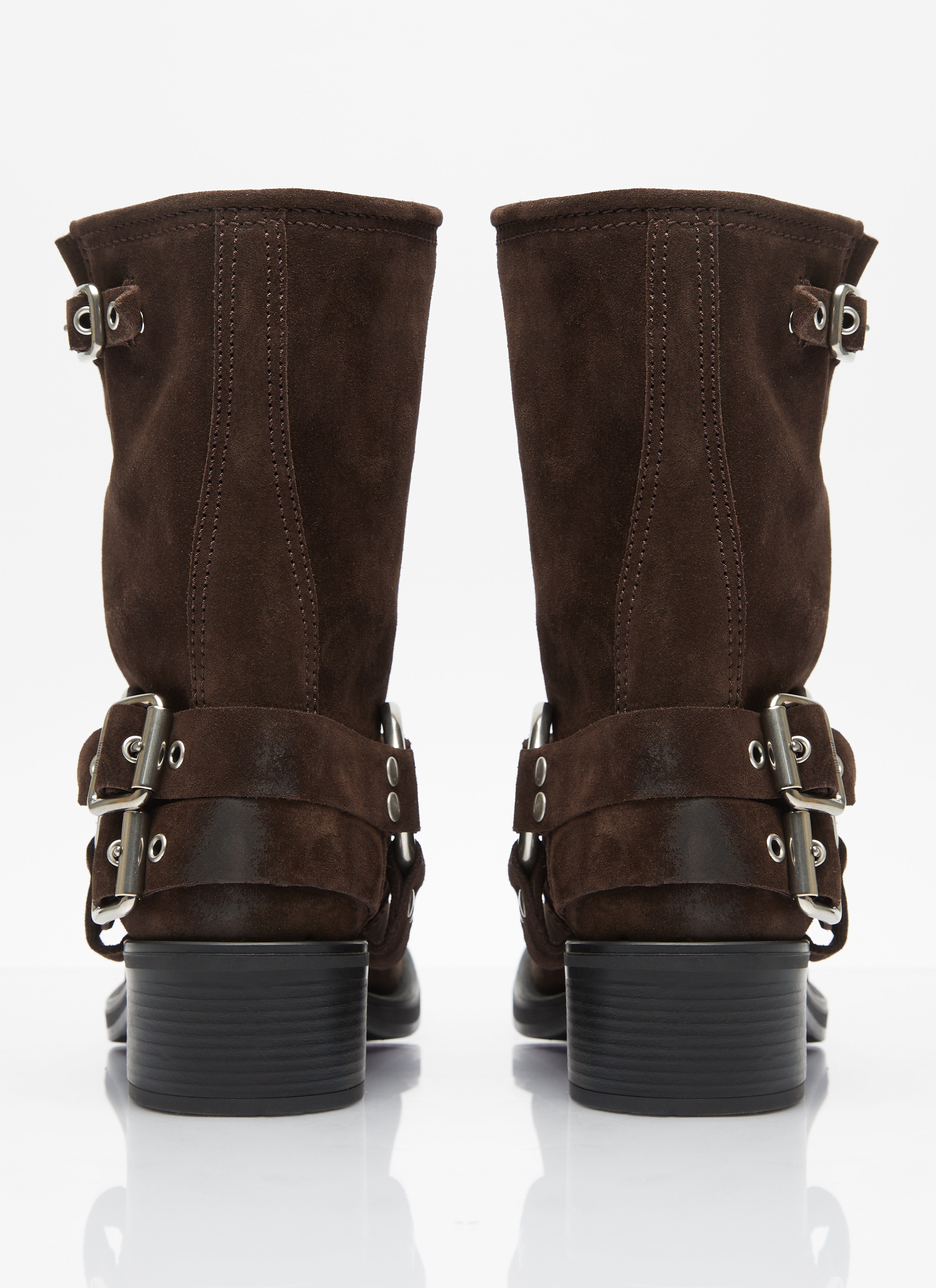 Miu Miu Women s Motorcycle Suede Boots in Brown LN CC