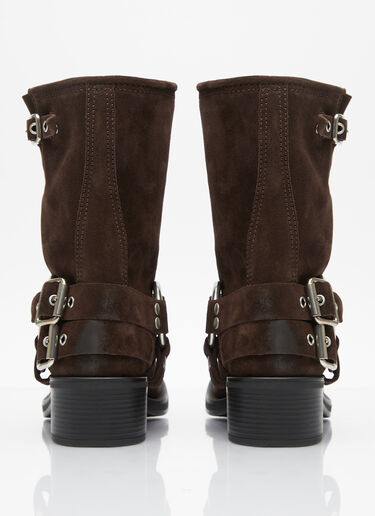 Miu Miu Motorcycle Suede Boots Brown miu0254038