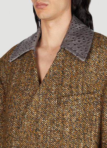 Bottega Veneta Textured Wool Speckled Coat Brown bov0154004