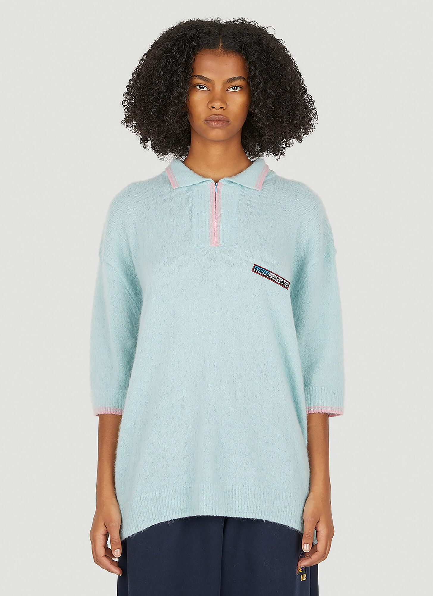 Shop Martine Rose Fluffy Polo Sweater In Blue