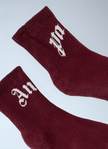 Curved Logo Socks Palm Angels Curved Logo Socks Bordeaux pma0162034
