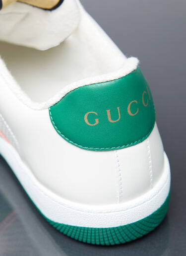 Gucci 互扣字母 G 皮革运动鞋  白 guc0155097