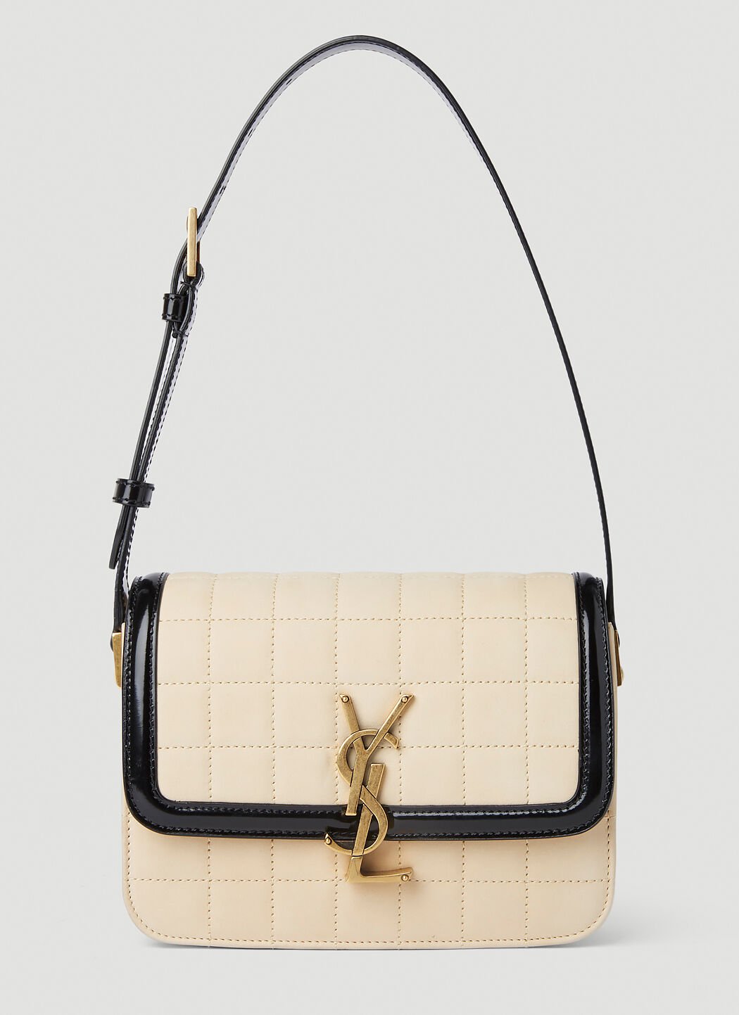 Saint laurent logo plaque quilted shoulder bag outlet