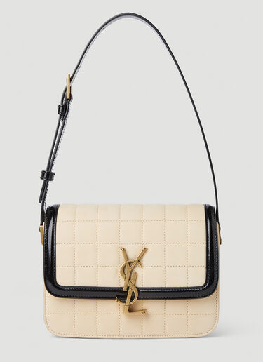 Saint Laurent Logo Plaque Quilted Shoulder Bag Cream sla0251142
