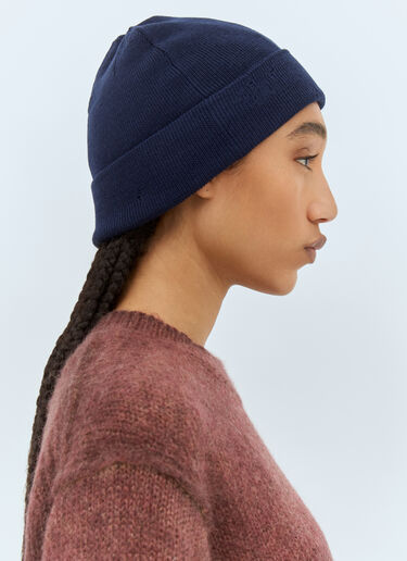 Acne Studios Logo Embroidery Beanie Hat Blue acn0257025