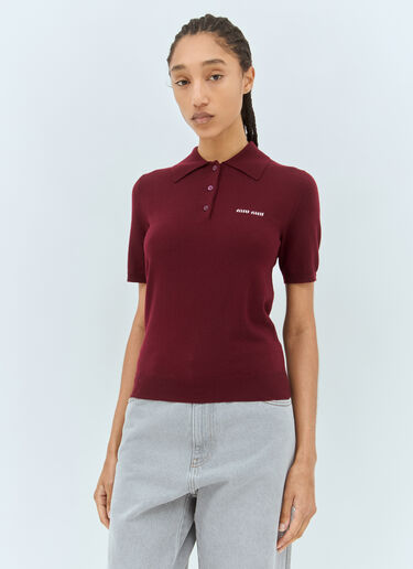Miu Miu Wool Polo Shirt Burgundy miu0258076