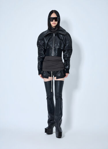 LN-CC® - Rick Owens: Dracuflight Textured-Leather Jacket - Black Rick Owens Dracuflight Textured-Leather Jacket Black ric0265007
