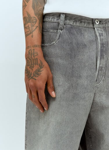Printed Denim Leather Pants Bottega Veneta Printed Denim Leather Pants Grey bov0157002