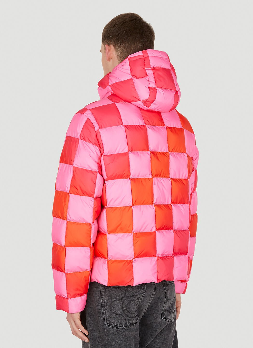 ERL Gradient Damier Puffer Jacket in Pink LN CC
