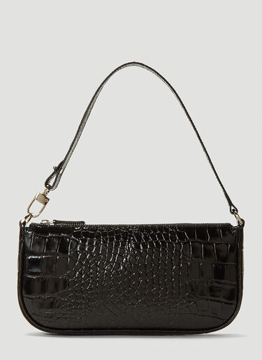 BY FAR Rachel Crocodile Embossed Shoulder Bag Black byf0242002