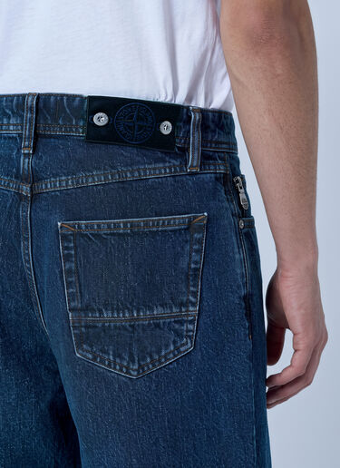 LN-CC® - Stone Island: Five-Pocket Wide-Leg Denim Jeans - Blue Stone Island Five-Pocket Wide-Leg Denim Jeans Blue sto0165110
