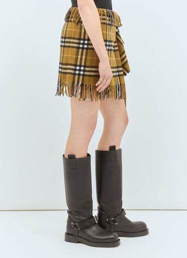 Burberry Check Wool And Cashmere Scarf Skirt Brown bur0258002