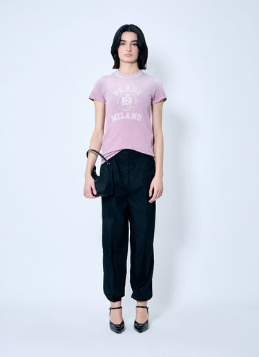 Prada Logo Print T-Shirt Purple pra0260014