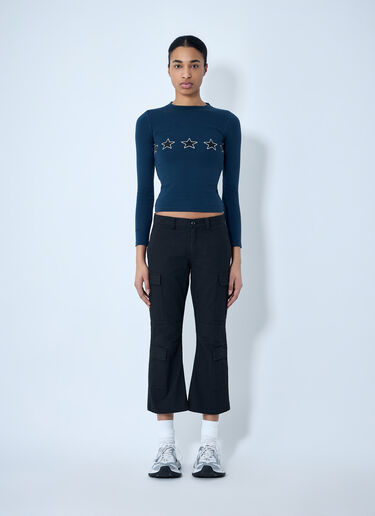 Balenciaga Star Embroidered Ribbed Top Navy bal0263003
