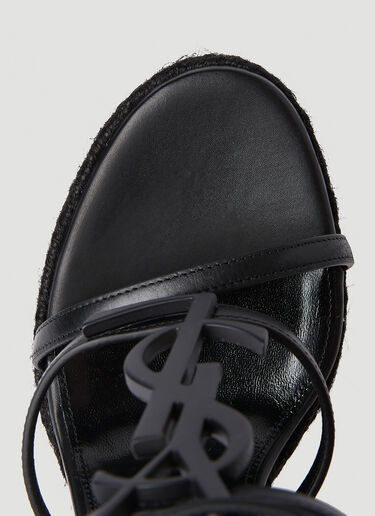 Saint Laurent Cassandra Espadrille Wedges Black sla0250079
