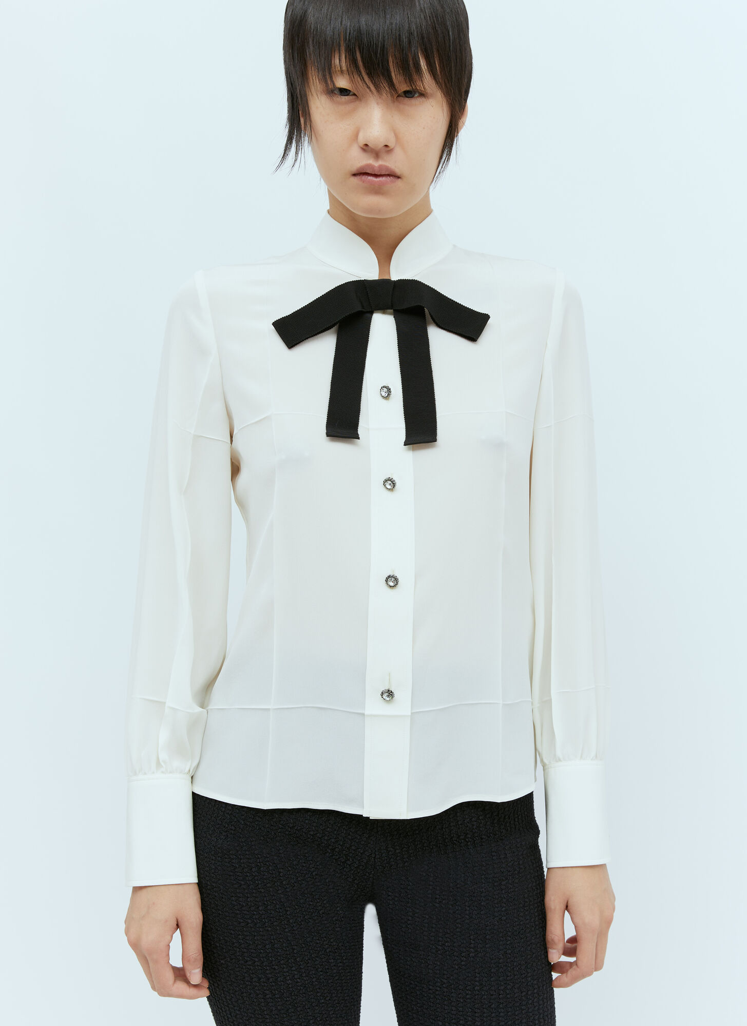 Shop Gucci Crystal Buttons Shirt In White