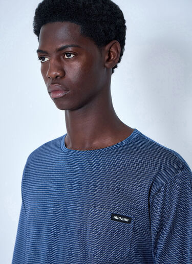 Miu Miu Textured Long Sleeve Top Blue miu0164032
