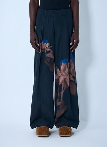 Printed Elasticated Pants Dries Van Noten Printed Elasticated Pants Black dvn0162015
