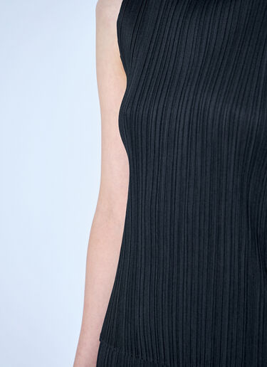 Pleats Please Issey Miyake Sleeveless Ribbed High-Neck Top Black plp0264015