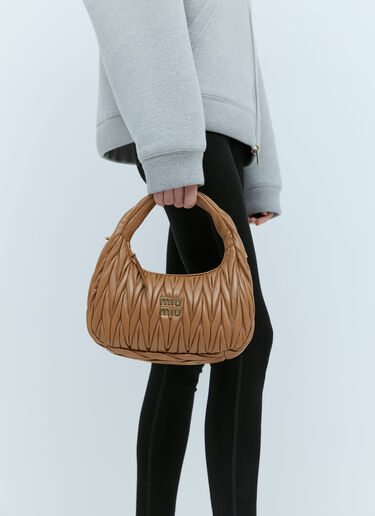 Wander Matelassé Hobo Shoulder Bag Miu Miu Wander Matelassé Hobo Shoulder Bag Brown miu0254055