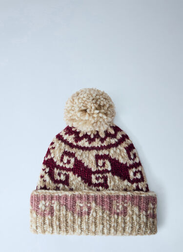 LN-CC® - Moncler Grenoble: Patterned Pom-Pom Beanie - Beige Moncler Grenoble Patterned Pom-Pom Beanie Beige mog0265021