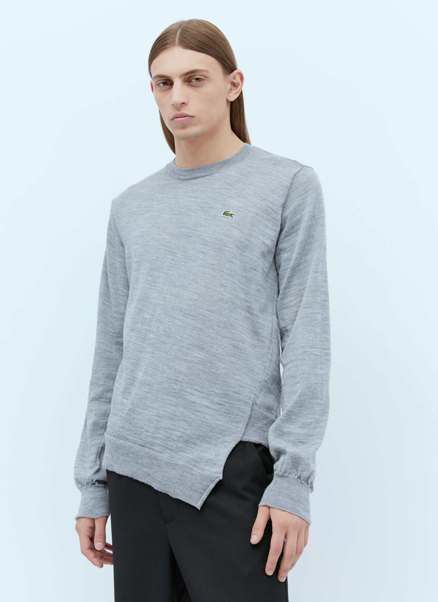 Comme Des Garçons Shirt X Lacoste Logo Embroidery Twisted Sweater In Grey