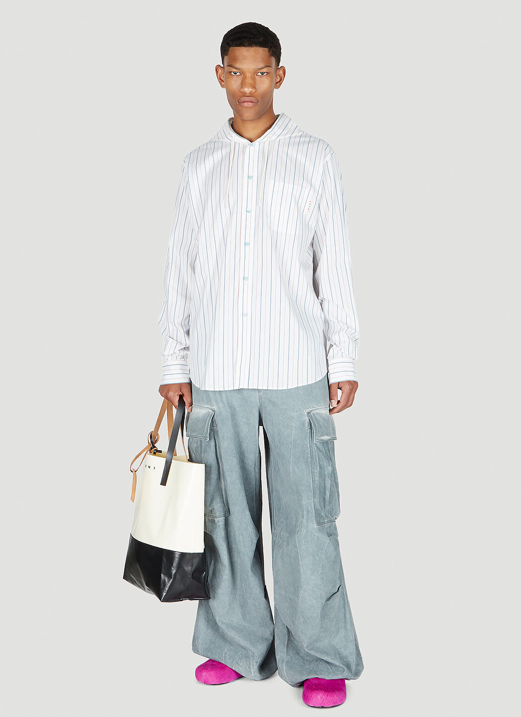 Striped hooded shirt online