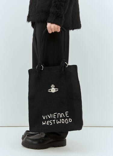 Vivienne Westwood Mabel Large Crochet Tote Bag Black vvw0158009