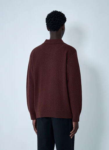 MHL by Margaret Howell Wool Knitted Polo Sweater Dark Brown mhl0162001