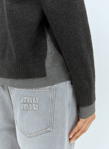 Miu Miu Logo Emboidery Sweater Grey miu0258077