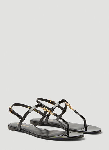 Saint Laurent Cassandra Patent Leather Sandals Black sla0247061